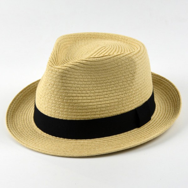 Wholesale Solid  Staw Hat With Black Ribbon Band