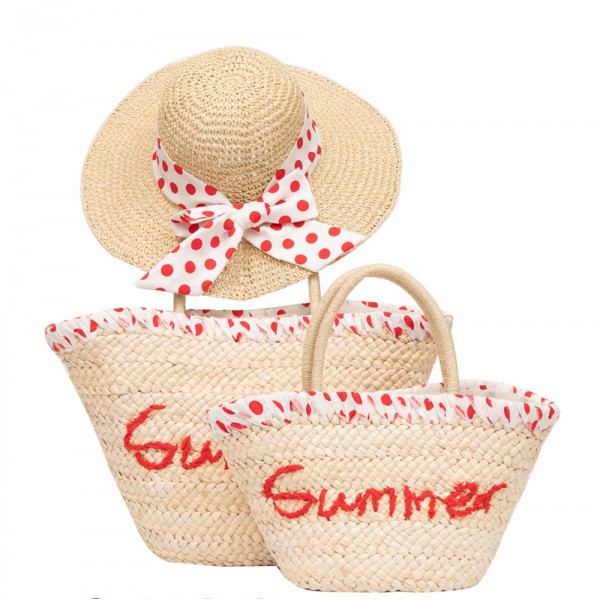 Corn-husk hand-embroidered parent-child beach suns...