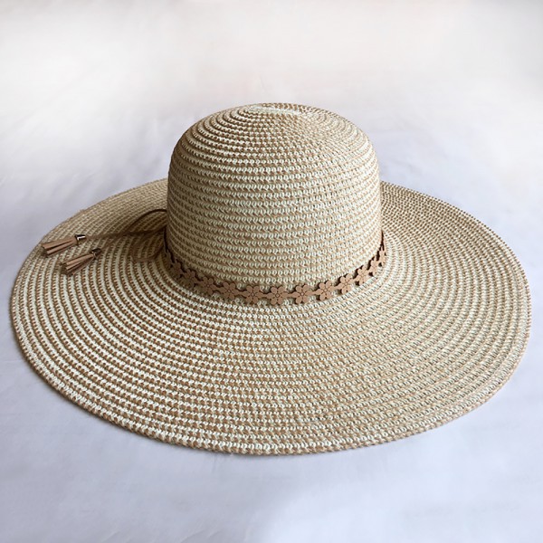 Summer new elegant versatile wide eaves dome braid straw hat basin hat window shopping sunshade hat ladies beach hat 