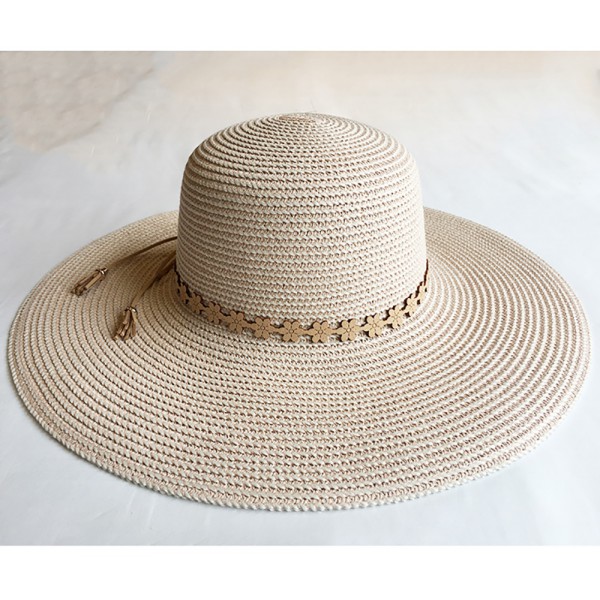 Summer new elegant versatile wide eaves dome braid straw hat basin hat window shopping sunshade hat ladies beach hat 