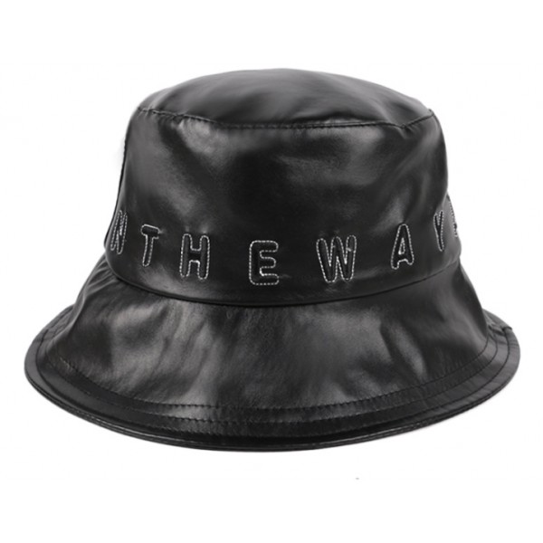 2020 Winter YouKan Fashion PU Leather  Bucket Hat  Foldable Fishing Cap