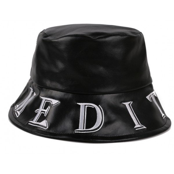 YouKan Fashion High Quality Embroidery Soft PU Leather Bucket Hat 